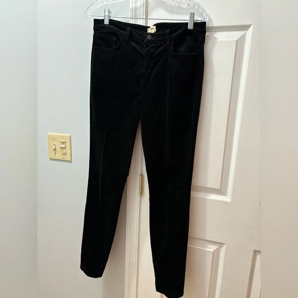 L’Agence Marguerite Noir/Black Velvet Skinny Pants